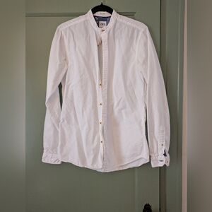 Zara White Band Collar Button-Up Shirt - Women's Size 4